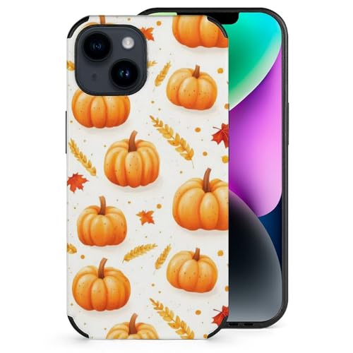 TZTTZT Funda delgada y suave con estampado de calabaza y arce y trigo, compatible con iPhone 14, protección a prueba de golpes, resistente a los arañazos, multicolor