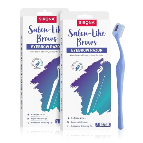 Sirona Reusable Eyebrow Razors for Women - 6 Razors (Pack of 2) | Face Razor for Women for Facial Hair Removal | Gentle Eyebrow Shaper | Facial Razor with Protective Blade | Compact Grooming Tool