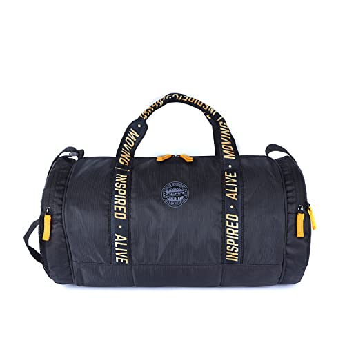 Gear Men/Women Inspired Alive Moving 33L Medium Water Resistant Polyester Travel Rolling Garment Bag Duffle Bag/Gym Bag/Sports Duffle (Black-Yellow), 