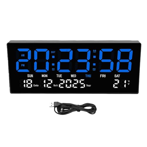 Horloge numérique LED murale lisible à distance avec télécommande - 7