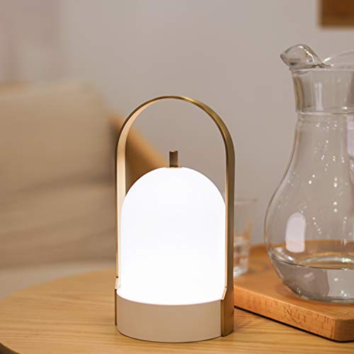 Tubicen LED Portable Table Lamp?4000mAh Rechargeable Battery Lamp with USB Port, 3-Levels Brightness Touch Dimmable Nightstand Lamp, Wireless Night Light for Indoor Outdoor, White