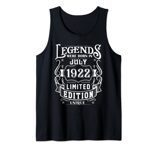 Cumpleaños Julio 1922 Edición Limitada Regalo Legend July Camiseta sin Mangas