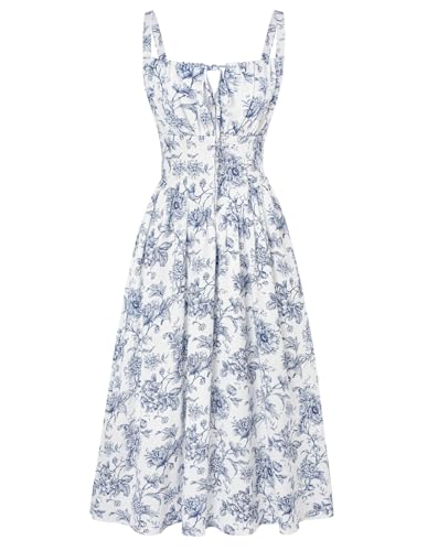 Image of Scarlet Darkness Women's Floral Midi Dress Corset Sundresses 2026 Summer Spring Vacation Milkmaid Dresses
