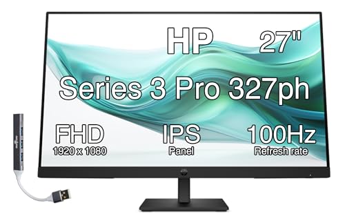 Image of HP Series 3 Pro 327ph 27 inch IPS w /5ms Response Time, Flicker Free Monitor | Built-in 2x2W Speakers, Height Adjustable, Anti-Glare, VESA Mount (100mm), HDMI & Dockztorm USB Port Expander (B0CG8UT#ABA)