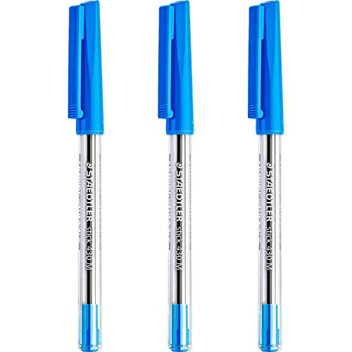 STAEDTLER Canetas esferogr ficas m dias de 0,5 mm, 430, lisas - tinta preta e azul - pacote com 6