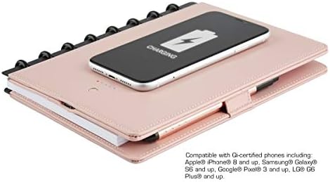TUL Wireless Charging Discbound Notebook, Leather Cover, Letter Size, Blush