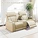 SIENWIEY Leather Recliner Sofa Set with LED Light, Power Reclining Couch Set with USB Port, Leather Couch Set 2 Pieces for Living Room Home Theater Seating（Beige，Sofa and Loveseat）