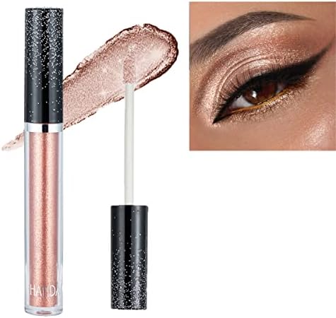 Rose Gold Glitter Liquid Eyeshadow Stick, Metallic Shimmer High Pigmented Eye Shadow Gel Stick Long-lasting Waterproof Sparkling Shiny Glitter Eyeshadow Tube, Creates Smokey Eye Makeup & Multi-dimensional Eye Looks (Rose Gold)