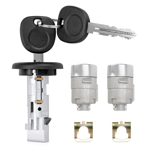 Ignition Switch Lock Cylinder and Pair Front Door Lock Cylinder with Keys Compatible with Chevy Silverado Avalanche Suburban Tahoe GMC Sierra Yukon Cadillac Escalade RAM Pickup Replace 707835 706592