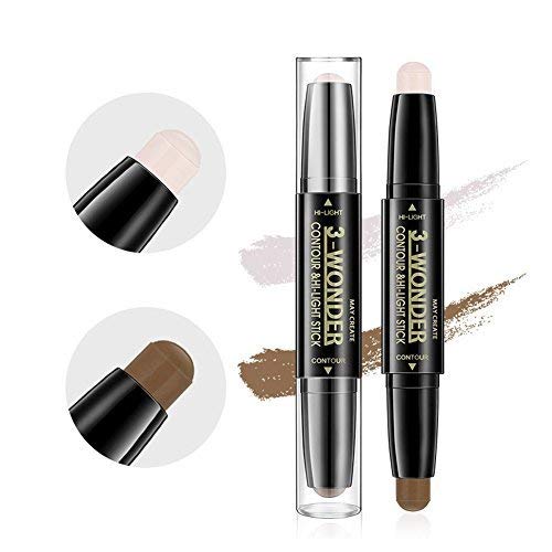 Scala 2Pcs/set Double Head 2 Colors Comestic Contour Stick Pen Highlight Brightening Concealer Pen Pencil Nose Eye Shadow 3D Face Bronzer Pen Perfect Concealing Blemish (2packs)