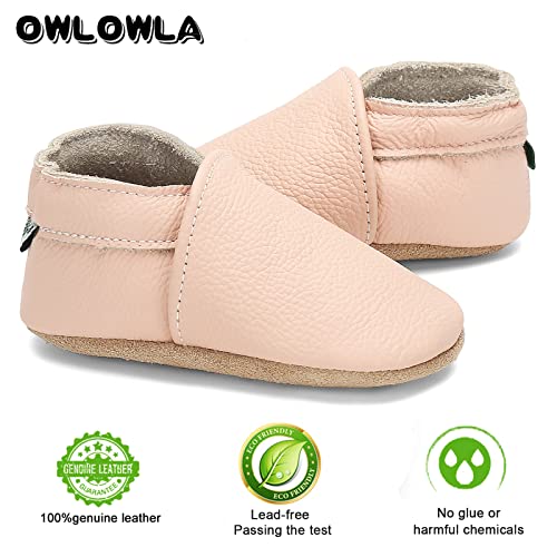 Owlowla Soft Sole Baby Shoes Leather Baby First Walking Crib Shoes Slip-On Baby Moccasins Infant Toddler Pre-Walker Shoes For Boy Girl(F-Blush,0-6Months) #TOP1