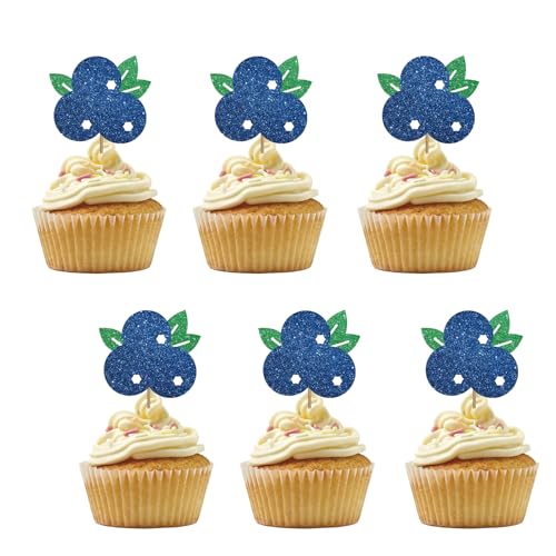 Set of 24 Blueberry Cupcake Toppers, Blue Berry Sweet Baby