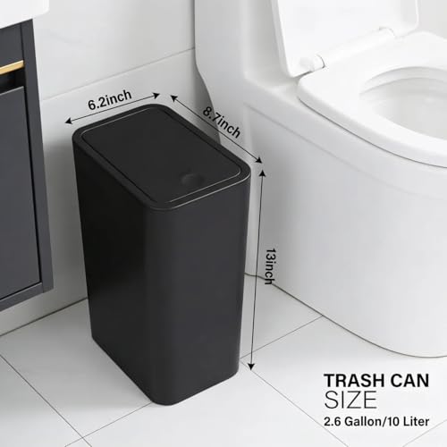 Caneca de basura compacta con tapa 10 litros negra miniatura 3