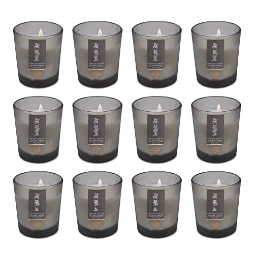 Image of EKAM Twilight Sky Votive Soy Wax Scented Candle, 40 Grams, 10 Hours Burn Time| Long Lasting Premium Candles | Ideal for Home Decor | Gifting & Aromatherapy (Pack of 12)