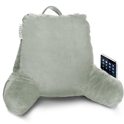 Image of Nestl Reading Pillow with Shredded Memory Foam, Designed for Sitting Up in Bed, Couch, Back and Arms Support for Adult, Teens, Backrest Pillows for Reading, TV, Gaming, with Washable Cover Sage Green