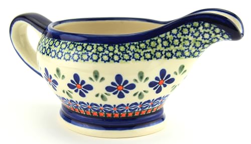 Polish Pottery Gravy Boat 16 Oz. From Zaklady Ceramiczne Boleslawiec #1258-du60 Unikat Pattern, Capacity 16 Oz.