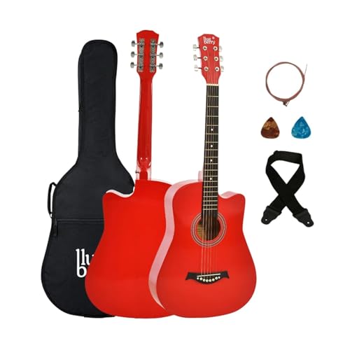 Image of Renewed BLUEBERRY B-38C Acoustic Guitar Kit with Bag, Strap, One Pack Strings And 2 Picks 38 Inch(Raspberry)