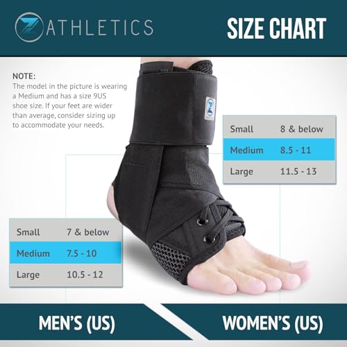 Z ATHLETICS Zenith Ankle Brace, Lace Up Adjustable Support – for Running, Basketball, Injury Recovery, Sprain! Ankle Support for Men, Women, and Children (Grey, Small)