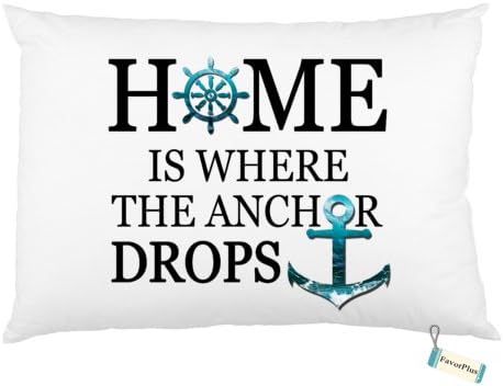 Home is Where The Anchor Drops Standard Size Bed Rectangle Pillow case Sofa Pillowcase Cover Pillowslip Gift 12x20 inch Two Sides Printed