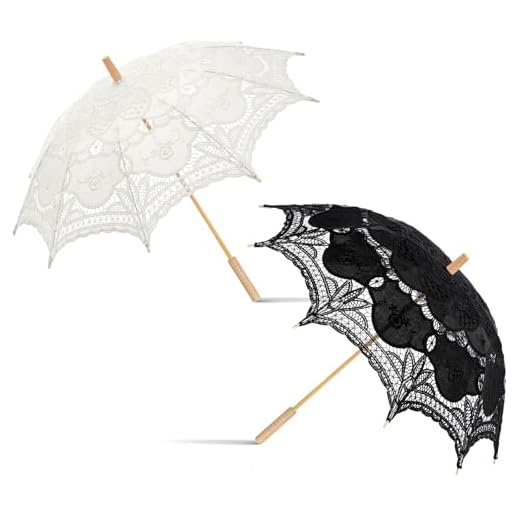 Beeveer Vintage Bride Groom Lace Parasols