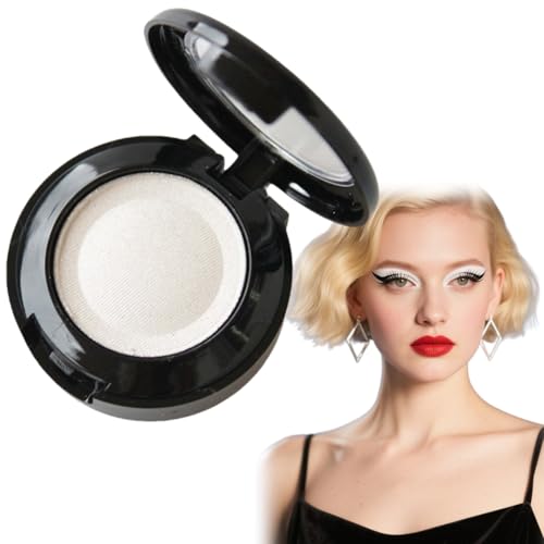 Single Matte White Eyeshadow,Pressed Fine Powder Eyes/hadow,Matte White Eyesha/dow with Eyeshad/ow Brush,Shimmer Ey/eshadow,Long-Lasting W/hite Eye Sha/dow Base,Waterproof Whi/te Highlighter Makeup