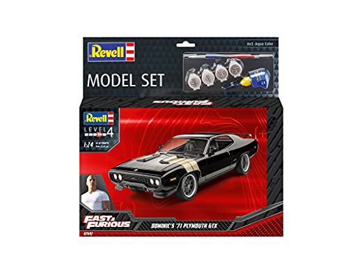 Revell Modellbausatz F&F Dominics 1971 Plymouth GTX I MaÃstab 1:24 I Fast & Furious I Detailreiche Nachbildung I Unlackiert I Starter Kit mit Basis-Zubehör I Für Fortgeschrittene – Bild 3