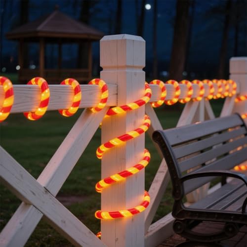 vicktree 360 LED Christmas Candy Cane Rope Lights 40FT Waterproof Xmas Tree Light Connectable Tube Light Plug in for Indoor Outdoor Garden Yard Holiday Wedding Festival Party Decoration