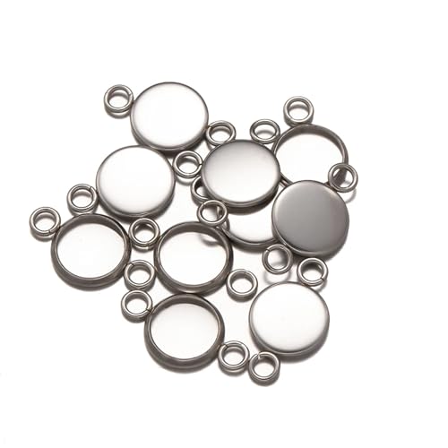 Bases para colgantes redondas de 16mm con doble bucle color plata 4