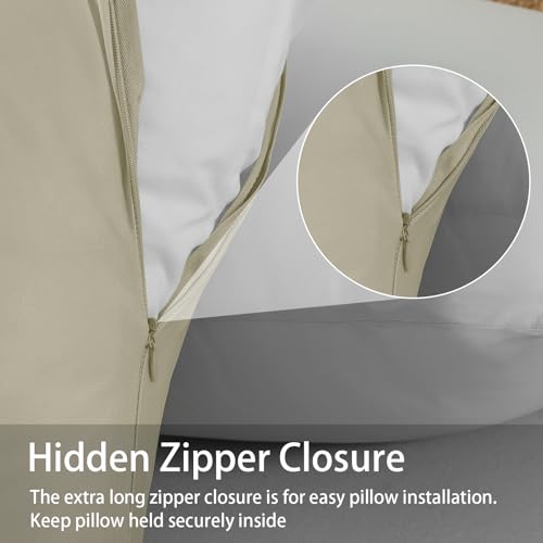 WhatsBedding Body Pillow Cover Cooling Fabric, Long Pillowcase Breathable & Skin-Friendly, Zipper Closure - Khaki (20x54 inch)
