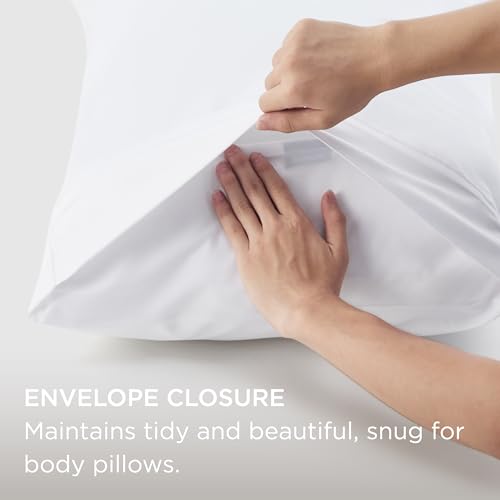 Bedsure Body Pillow Case Cover - White Brushed Microfiber Long Pillow Cases, Ultra Soft and Cozy Body Pillowcase with Envelope Closure, Wrinkle, Fade and Stain Resistant, 1 Pack, 20x54 Inches