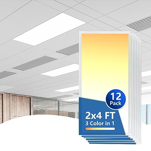 Image of CycevSun 2x4 LED Flat Panel Light for Drop Ceiling, 0-10V Dimmable, 12 Pack