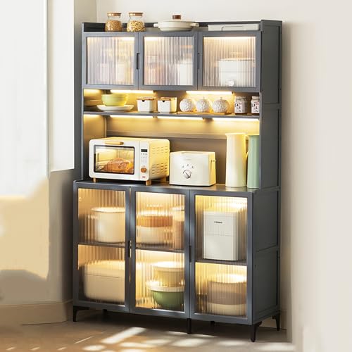 Cxlly 5 Tiers Storage Cabinet for Kitchen,Kitchen Bakers Rack, Microwave Cart with Storage,Kitchen Bakers Rack with Storage,Bamboo Storage Shelves (Size : 77cm/31in)