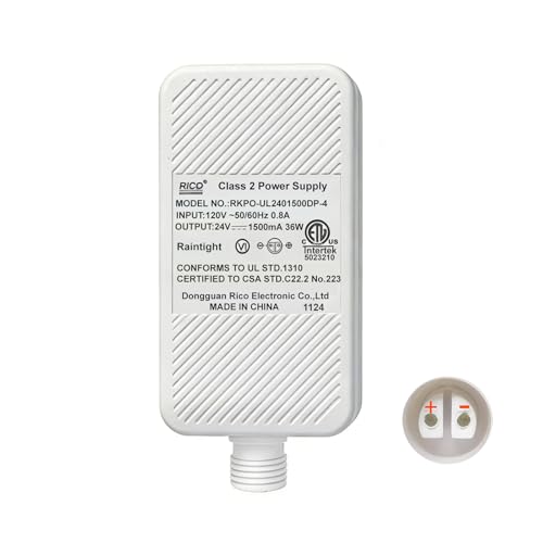 Class 2 Power Supply for Permanent Outdoor Lights 24V 1.5A 36W Outdoor Power Adapter LED Transformer Replacement and Suitable for Permanent Outdoor Lighting Within 50ft