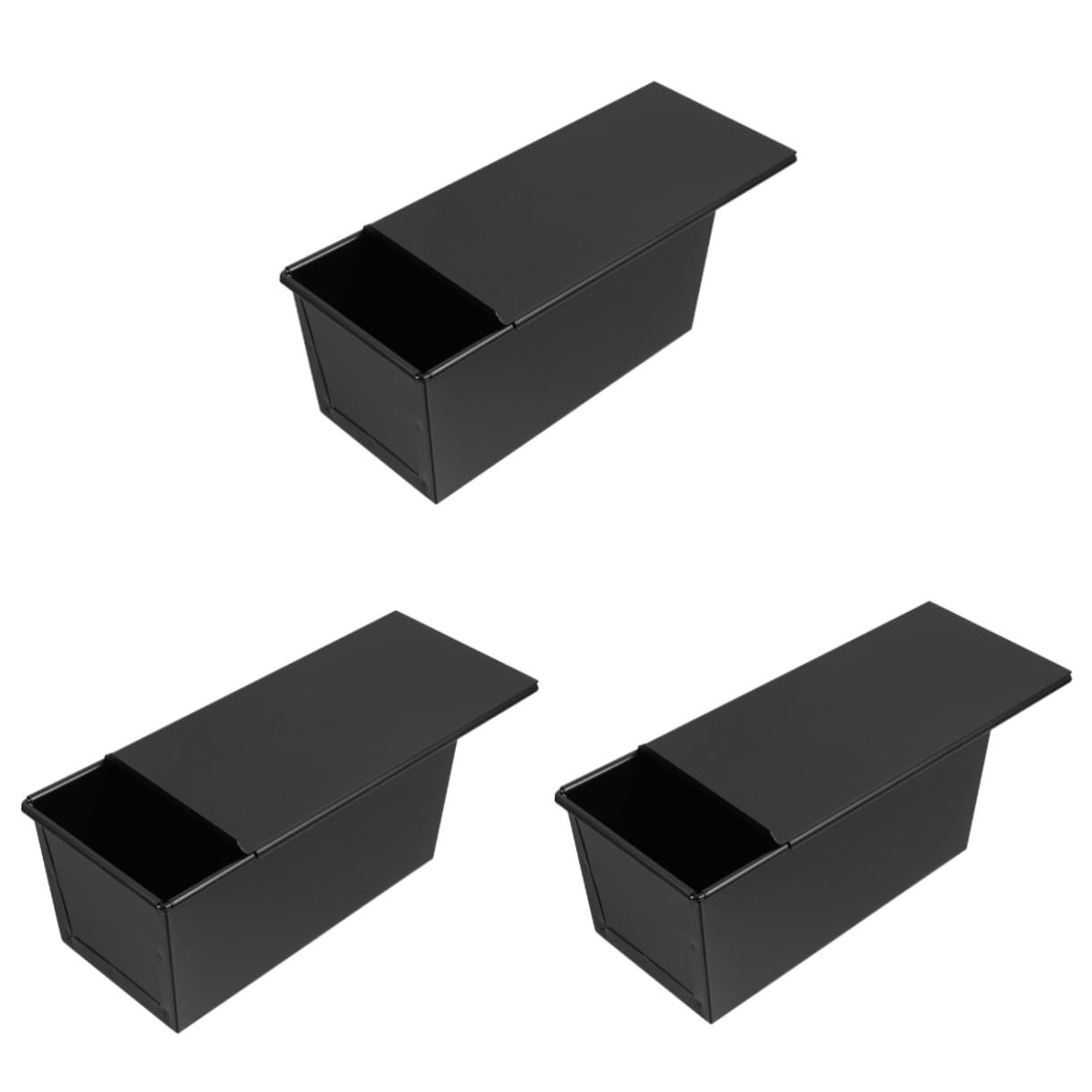 Alipis 3 Moldes Deslizantes Para Tostadas Sin Pan Para Masa Madre Reutilizables Para Hornear Con Tapa Y Bandeja De Drenaje De Silicona Pequeños De Hierro Y Color Negro