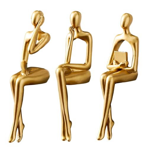 Ruiqas 3 Stück Denker-Figur Modern Abstrakte Skulptur Sitzende...