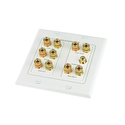 Mediabridge™ Speaker Wall Plate W/Binding Posts (5 Pair) & Rca (1 Port) - Free Mounting Bracket (2-Gang) - 2-Piece Inset Wall Plate For 5.1 Surround Sound (Part# Wp2-B5/S1) #TOP2