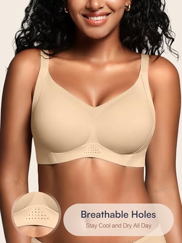 Image of Full Coverage Jelly Bras for Women No Underwire - Wireless Seamless Plus Size Bra, Supportive T-Shirt Bralette for Older