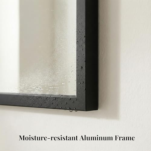 Pocetry 36\"x36\" Square Black Bathroom Mirror, Shatterproof Tempered Glass, Large Geometric Vanity Mirror, Oversized Ultra-Flush Wall-Mounted - Thumbnail 2