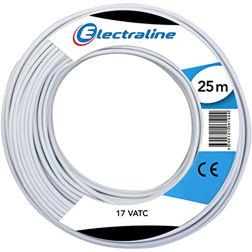 Electraline 106104 Couronne de Cable 17 VATC 25M Blanc, pour Utilisation Sat e prolongateur TV