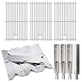 Criditpid Grill Replacement Parts for Jenn Air 720-0062 Grill, Stainless Steel Grill Grates, Heat Plates & Cast Stainless Steel Burners Kit for Jenn Air 720-0062-lp 720-0337 720-0164 Gas Grills.