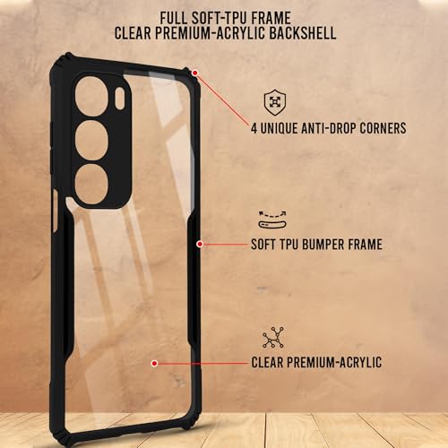 Image of Jkobi Back Case Cover for Vivo Y29 (Shockproof with Polycarbonate Clear Panel | Professional Black)