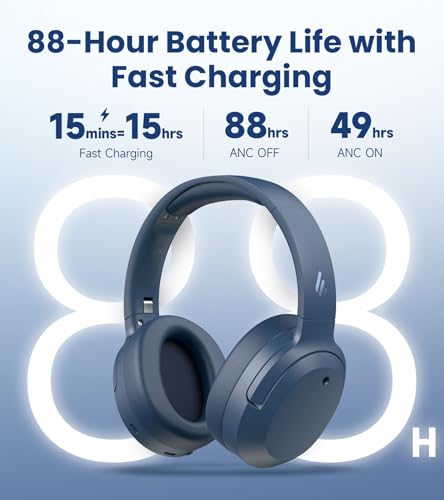 Image of Edifier W820NB Plus Gen 2 Wireless Over-Ear Noise Cancelling Headphone, -49 dB ANC, LDAC Hi-Res Audio, 88H Playtime, Spatial Sound, Volume Guard, Bluetooth V6.1 & Multipoint, Fast Charge - Navy
