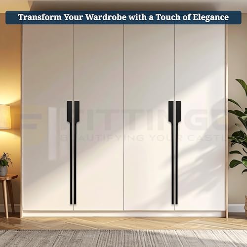 Image of Goldcrest 91.5cm Handle for Wardrobe & Cabinet /Cupboard Handle /Wardrobe Handle /900mm Hole to Hole (Silk Black) Pack of 1 - Left Side Handle-| 3 Years Warranty |