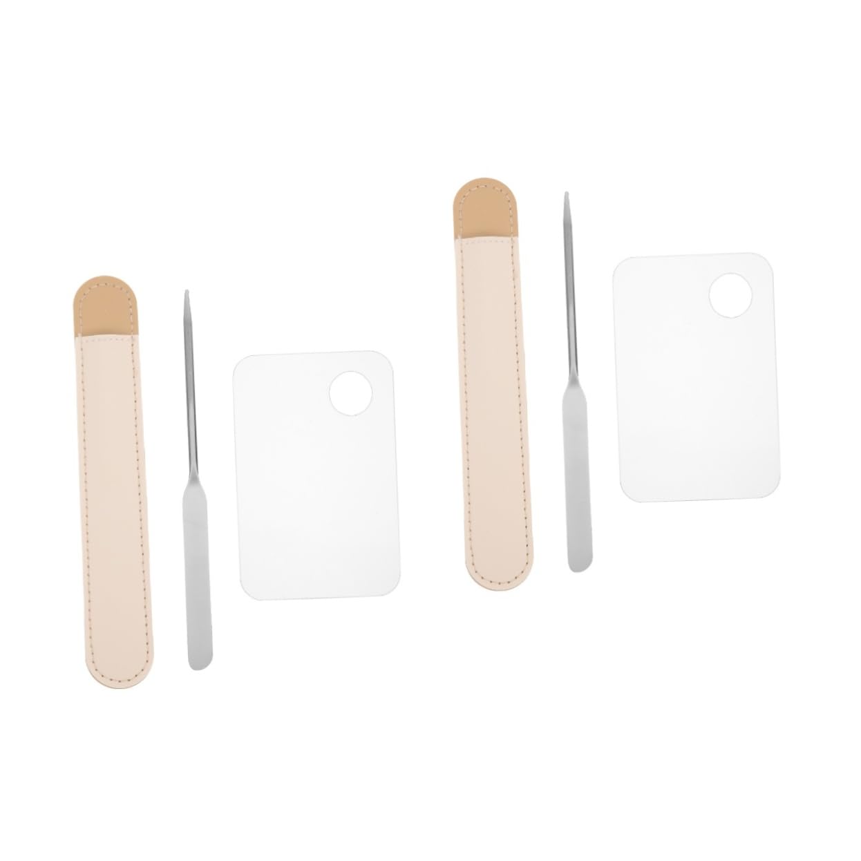 IWOWHERO 2 Sets Makeup Foundation Set Palette Tray with Stainless Steel Spatula Lip Palette for Diy