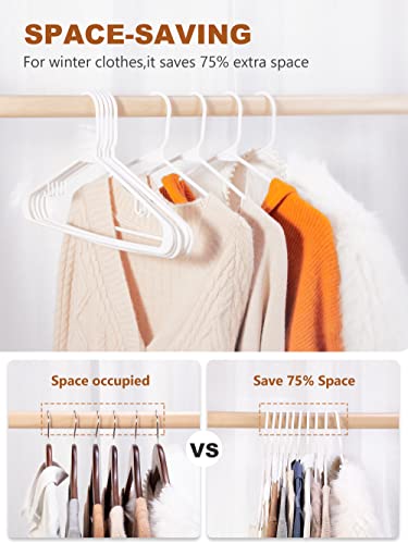 Jersow White Plastic Hangers - 60 Pack, Clothing Hangers Plastic Durable Tubular Shirt Hangers Coat Hangers, Slim&Space Saving, Heavy Duty Clothes Hangers Ideal For Laundry & Everyday Use （White） #TOP2