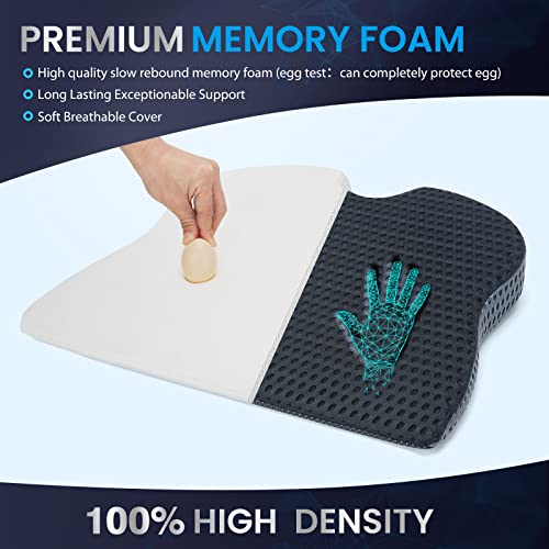 Gspscn Car Seat Cushion Memory Foam,Heightening Wedge Chair Pad For Short People Driving,Butt Pillow Pad For Coccyx,Tailbone,Sciatica,Lower Back Pain Relief In Car Seat,Wheelchair,Computer Desk,Office #TOP1