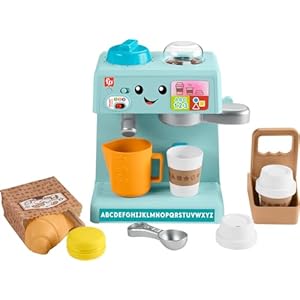Fisher-Price Toddler Toy Laugh & Learn Coffee Café Musical Playset with Educational Songs & 10 Pretend Play Pieces for Kids Ages 18+ Months