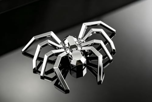 Image of 3D Spider Chrome Emblem Badge Sticker Decoration for Car, Truck, Motorcycle, RV, Scooter, SUV, Door, Window (Upgrad Silver Color)