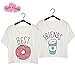 Best Friends TShirt 2-pack Women Donut and Coffee BFF Matching Cute Shirt Cartoon Tops Funny Tees By JINT (Best-S+Friends-S)