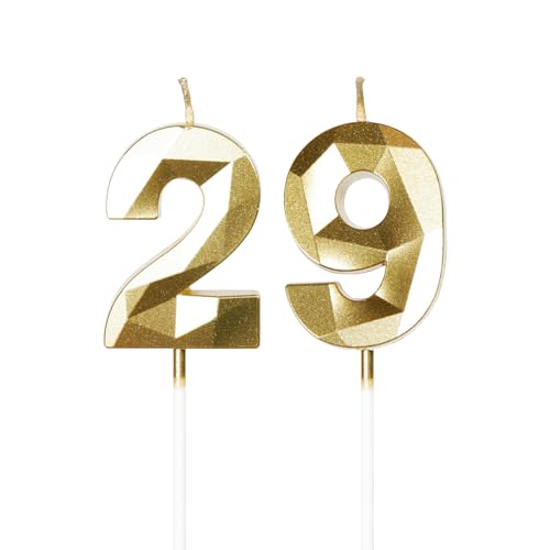 Yiran Kerzen zum 29. Geburtstag, Zahl 29, goldene Kerze für Kuchen, Festliche Kerze, Kuchen-Kerzen Tortenaufsatz, Dekoration, Party, Hochzeitstag, Feier, Zubehör